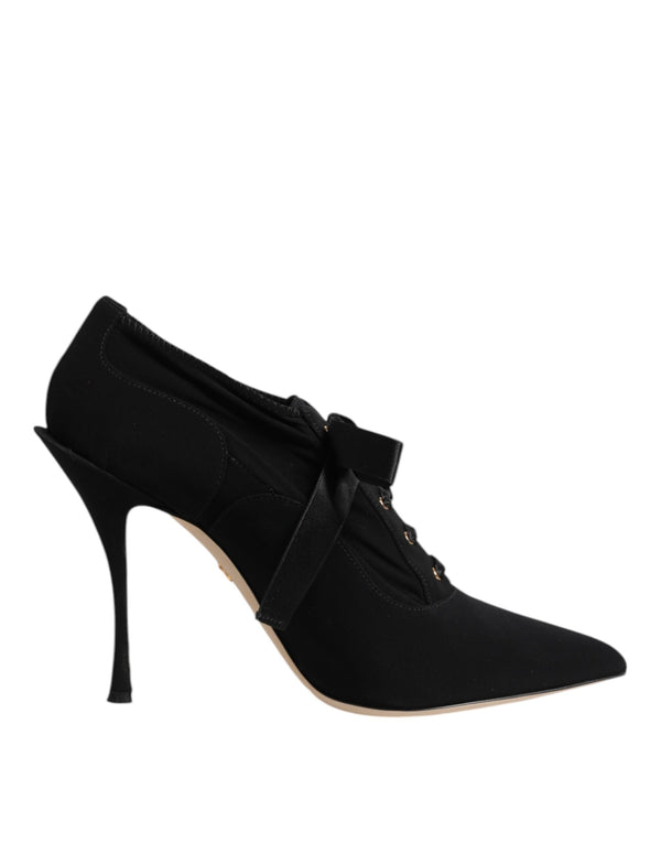 Black Lace Up Stiletto Heels Pumps Shoes Dolce & Gabbana