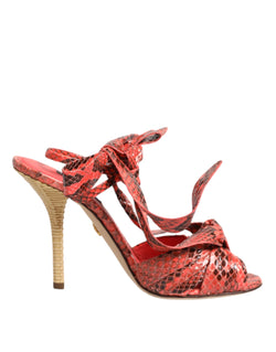 Coral Python Leather Heels Sandals Shoes Dolce & Gabbana