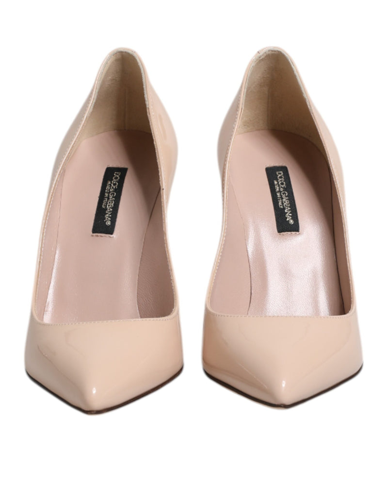 Beige Patent Leather Stiletto Heel Pumps Shoes Dolce & Gabbana