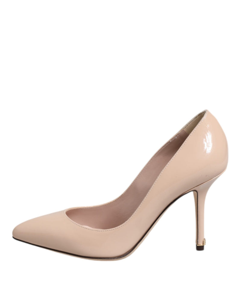 Beige Patent Leather Stiletto Heel Pumps Shoes Dolce & Gabbana