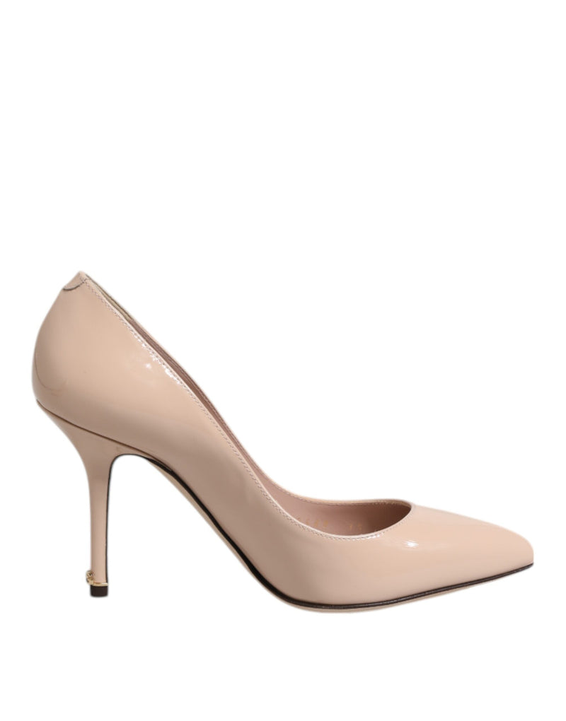 Beige Patent Leather Stiletto Heel Pumps Shoes Dolce & Gabbana