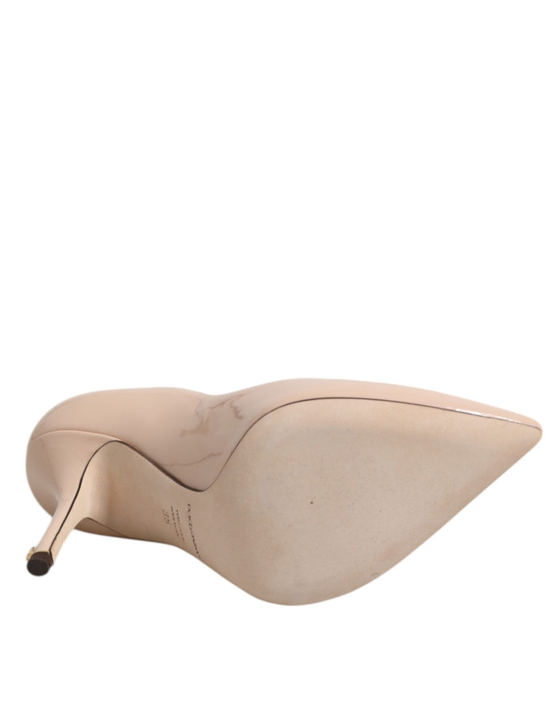 Beige Patent Leather Stiletto Heel Pumps Shoes Dolce & Gabbana