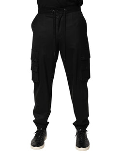 Solid Black Cargo Jogger Men Sweatpants Pants Dolce & Gabbana