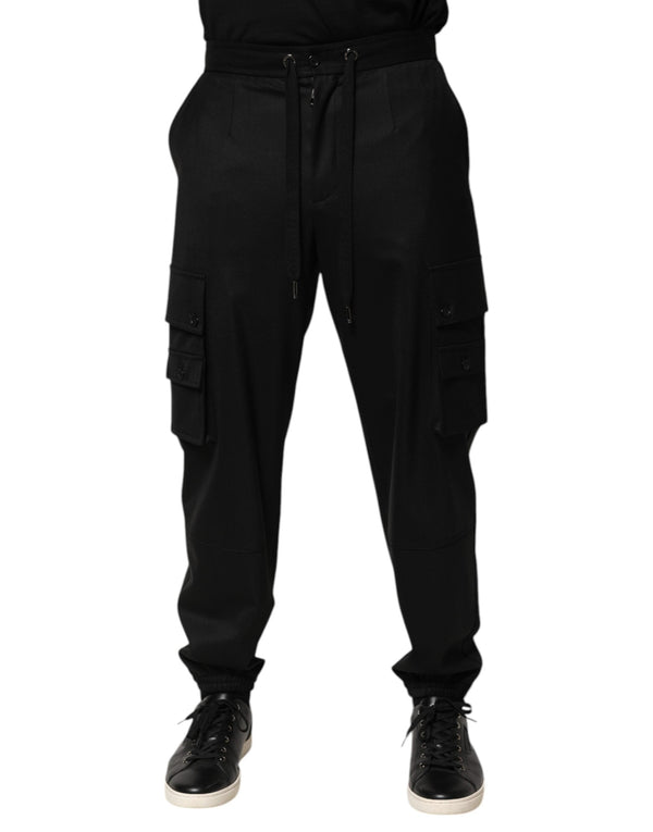 Solid Black Cargo Jogger Men Sweatpants Pants Dolce & Gabbana