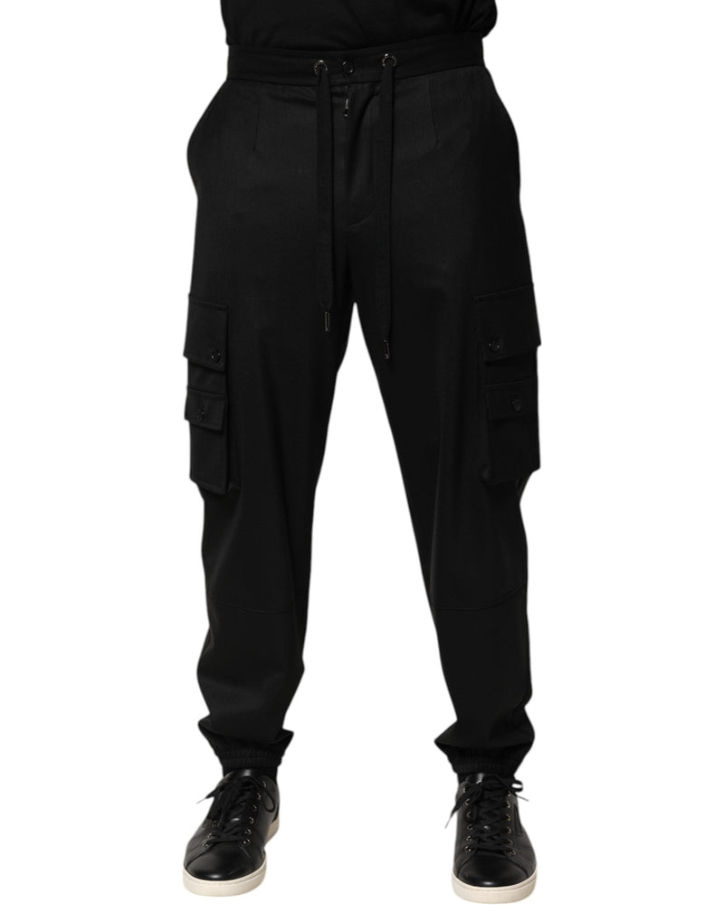 Solid Black Cargo Jogger Men Sweatpants Pants Dolce & Gabbana