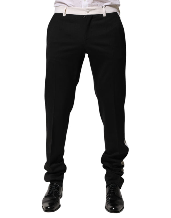 Black White Stripe Wool Men Trouser Pants Dolce & Gabbana
