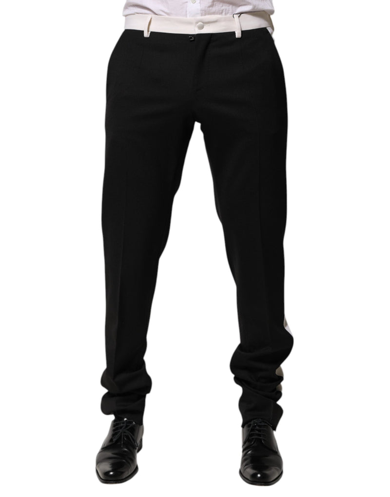 Black White Stripe Wool Men Trouser Pants Dolce & Gabbana