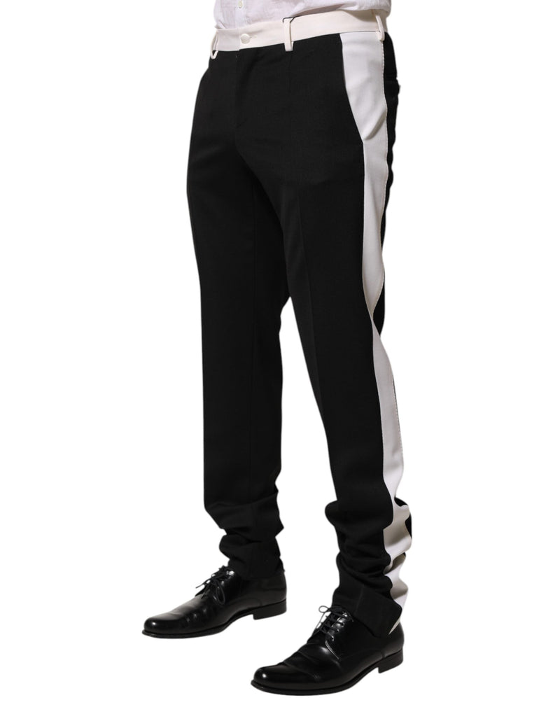 Black White Stripe Wool Men Trouser Pants Dolce & Gabbana