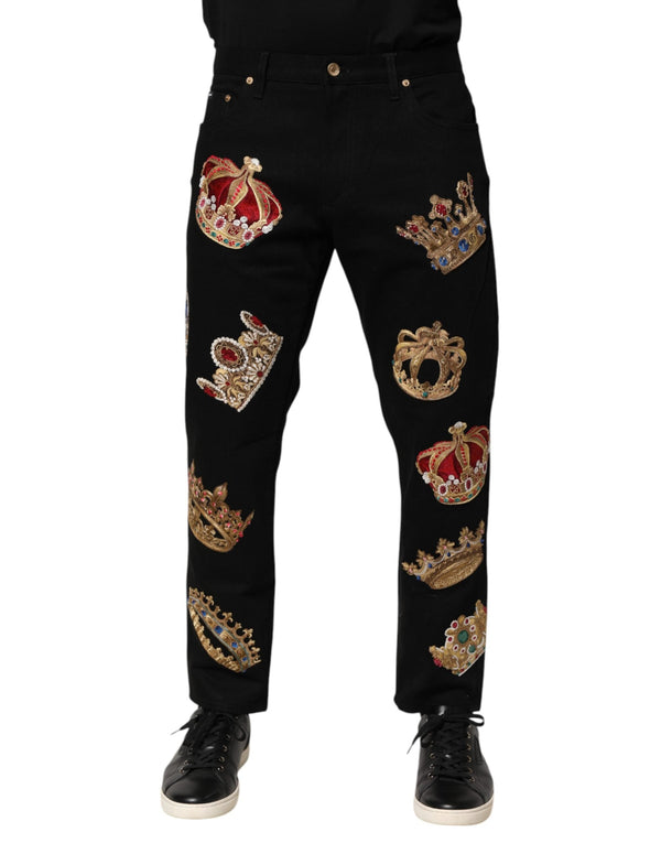 Black Baroque Royal Men Dress Trouser Pants Dolce & Gabbana
