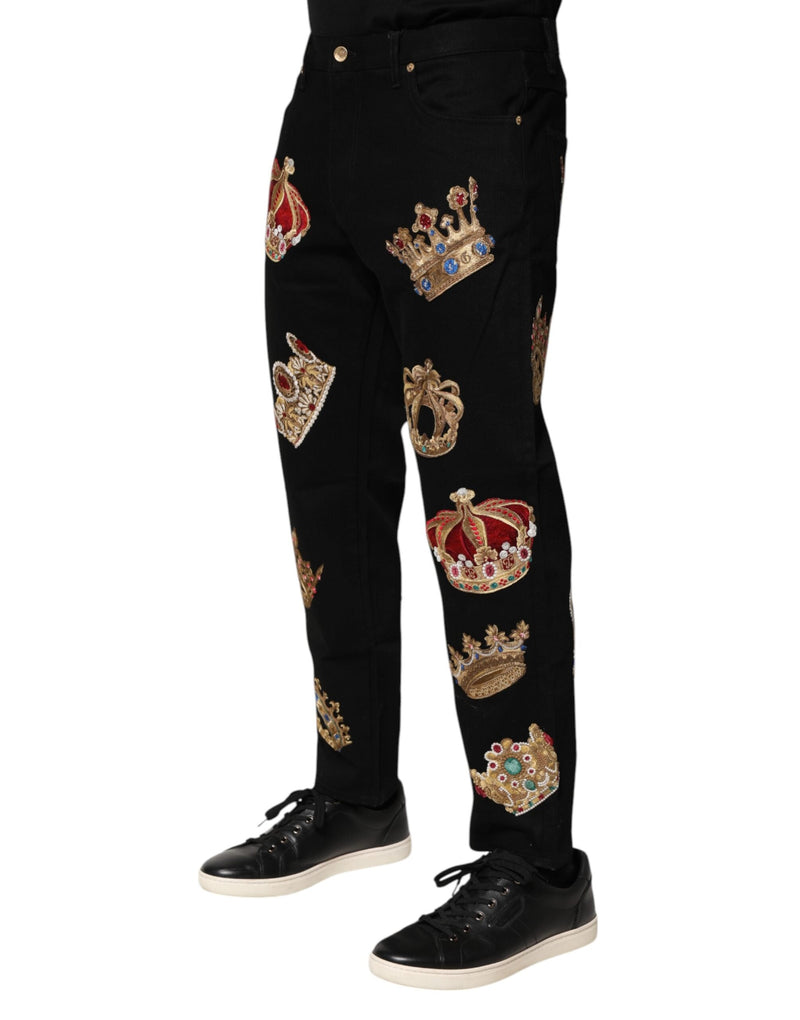 Black Baroque Royal Men Dress Trouser Pants Dolce & Gabbana