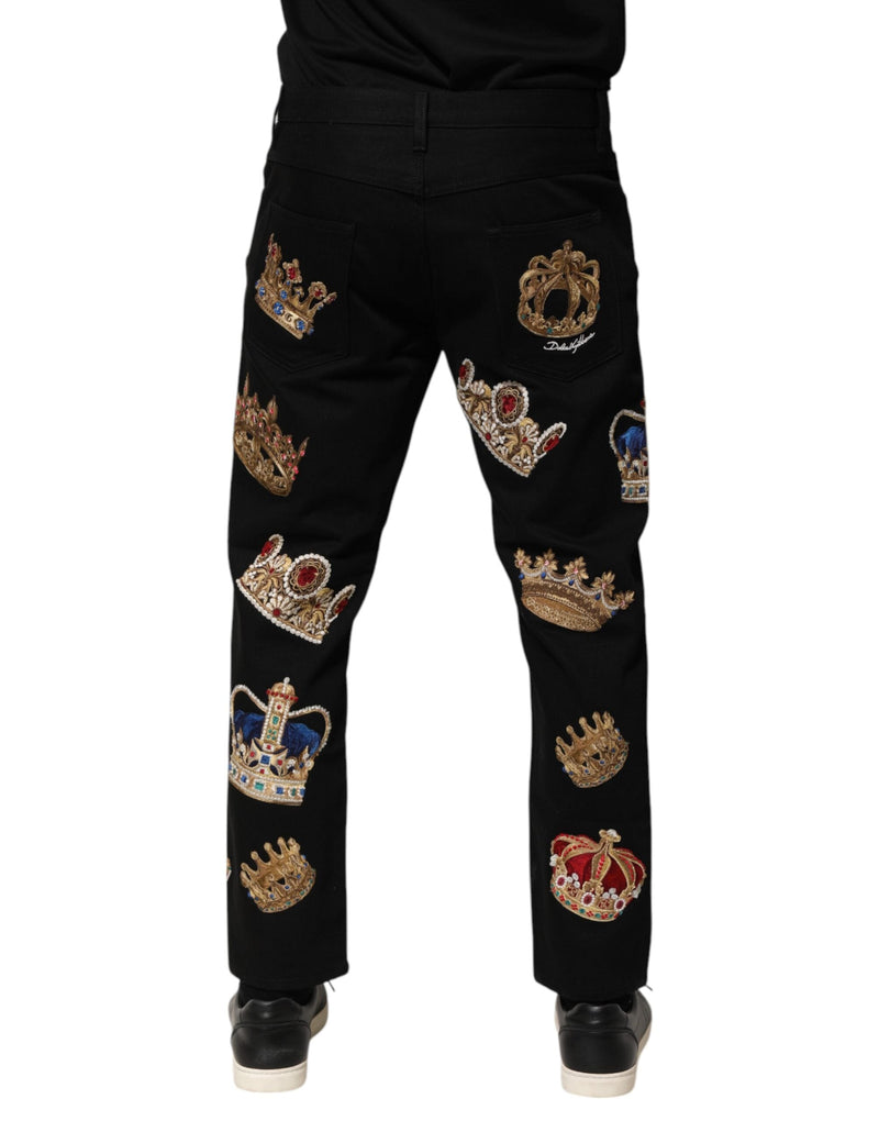 Black Baroque Royal Men Dress Trouser Pants Dolce & Gabbana