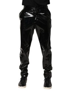 Black Polyester Mid Waist Men Trouser Pants Dolce & Gabbana