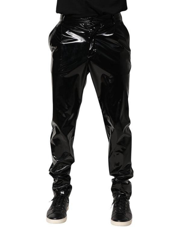 Black Polyester Mid Waist Men Trouser Pants Dolce & Gabbana