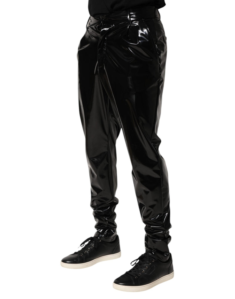 Black Polyester Mid Waist Men Trouser Pants Dolce & Gabbana