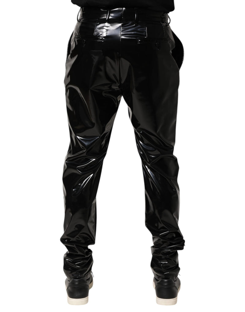 Black Polyester Mid Waist Men Trouser Pants Dolce & Gabbana