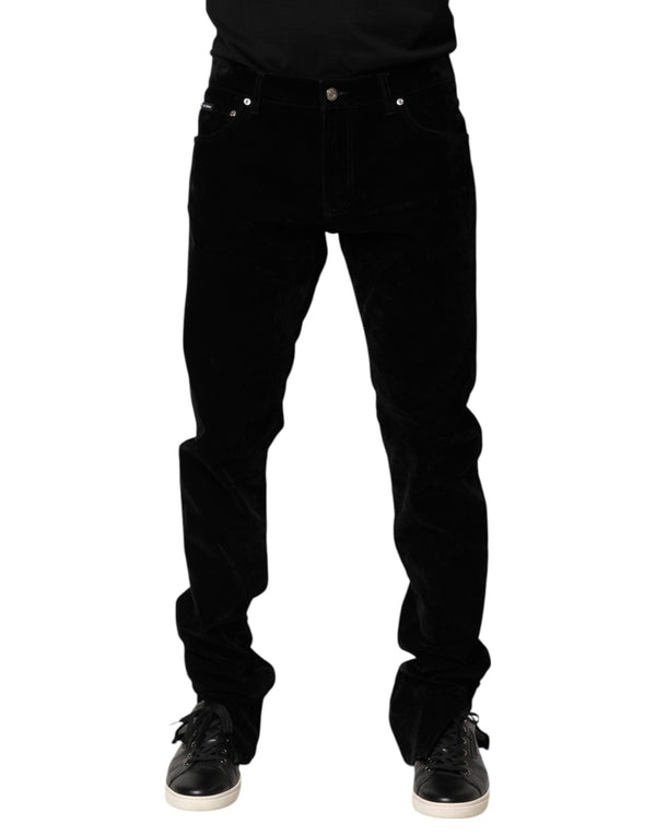 Black Cotton Men Dress Formal Trouser Pants Dolce & Gabbana