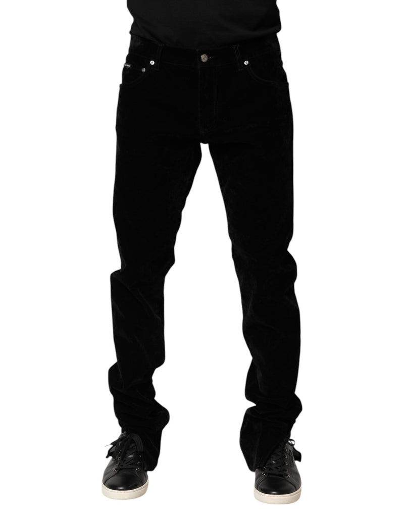 Black Cotton Men Dress Formal Trouser Pants Dolce & Gabbana