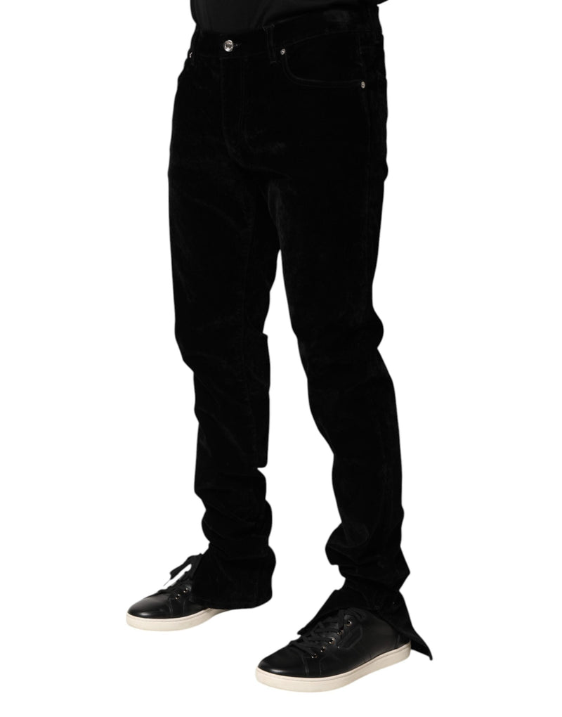 Black Cotton Men Dress Formal Trouser Pants Dolce & Gabbana