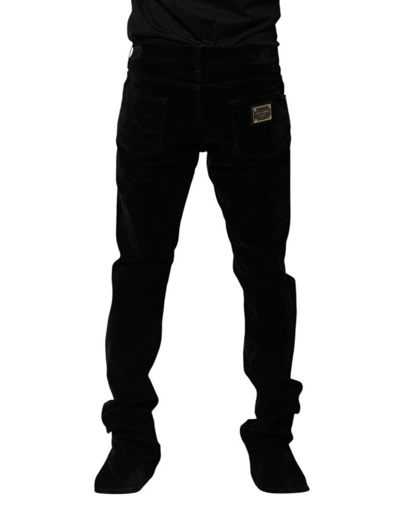 Black Cotton Men Dress Formal Trouser Pants Dolce & Gabbana