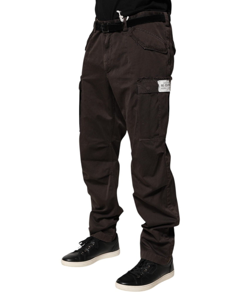 Brown Cotton Stretch Cargo Men Trouser Pants Dolce & Gabbana