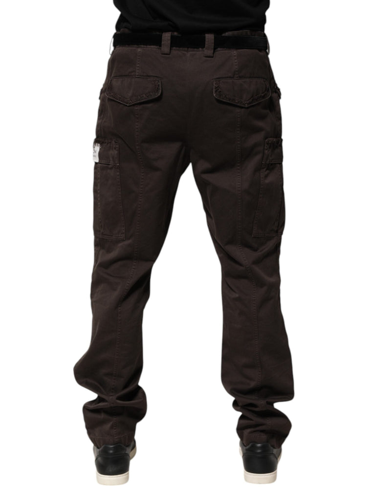 Brown Cotton Stretch Cargo Men Trouser Pants Dolce & Gabbana
