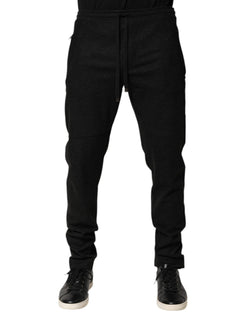 Marl Black Wool Blend Jogger Sweatpants Pants Dolce & Gabbana