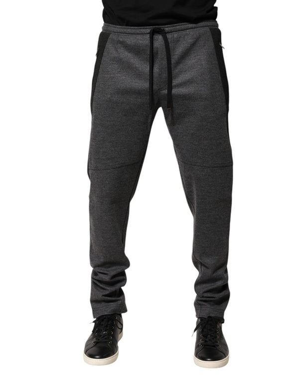 Gray Black Wool Blend Jogger Sweatpants  Pants Dolce & Gabbana
