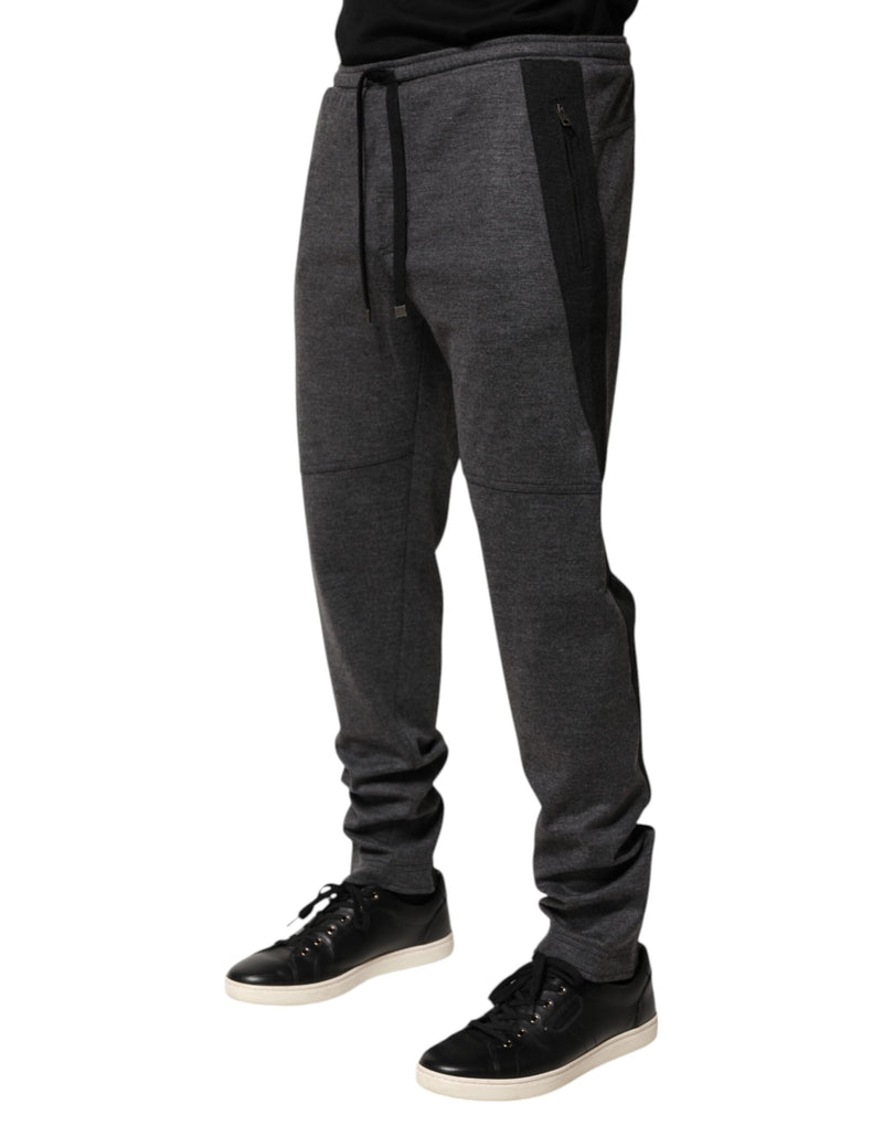 Gray Black Wool Blend Jogger Sweatpants  Pants Dolce & Gabbana