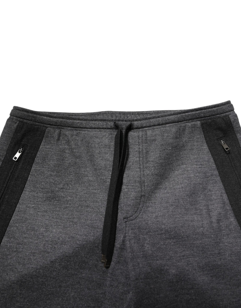 Gray Black Wool Blend Jogger Sweatpants  Pants Dolce & Gabbana