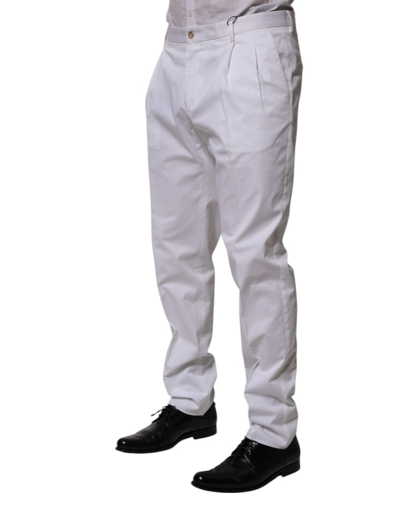 White Cotton Dress Slim Formal Trouser Pants Dolce & Gabbana