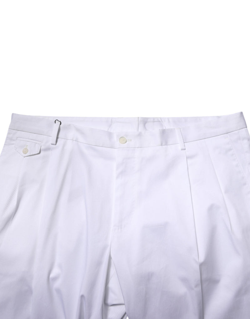 White Cotton Dress Slim Formal Trouser Pants Dolce & Gabbana
