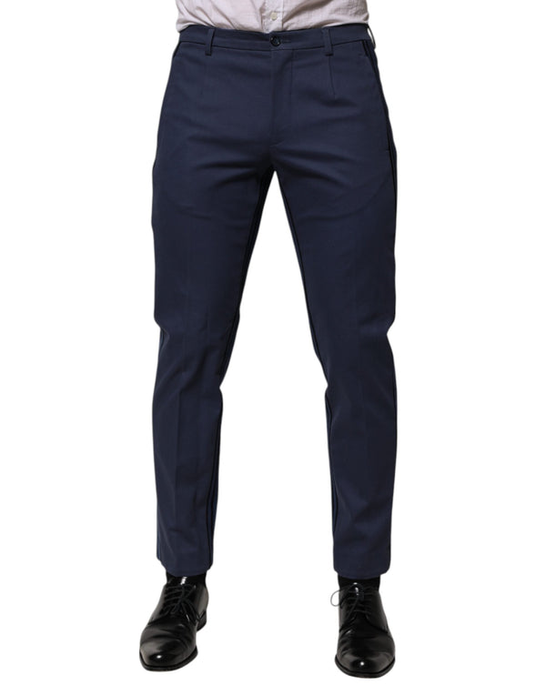 Blue Cotton Tapered Men Formal Trousers Pants Dolce & Gabbana