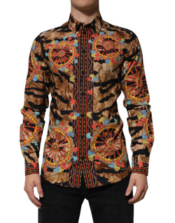 GOLD Cotton Tiger Carretto Long Sleeve Shirt Dolce & Gabbana