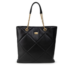 Black Leather Tote Bag Dolce & Gabbana