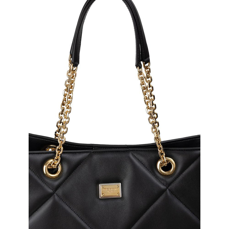 Black Leather Tote Bag Dolce & Gabbana