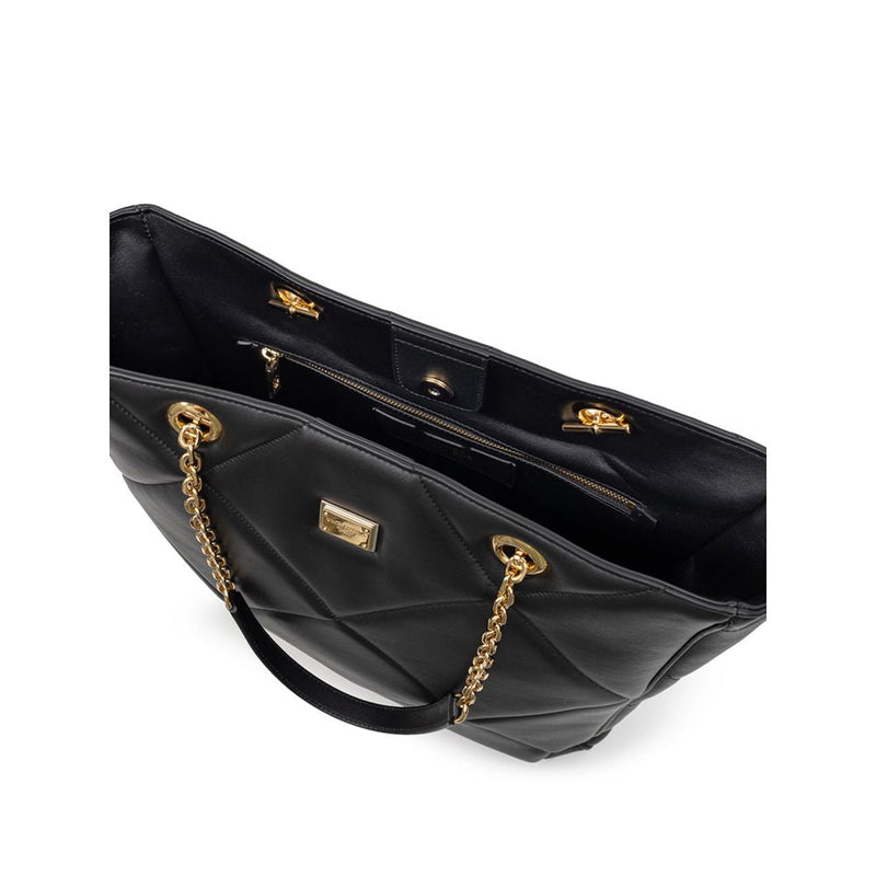 Black Leather Tote Bag Dolce & Gabbana
