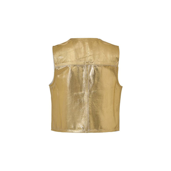 Gold Cotton Sleveless Jacket Ganni