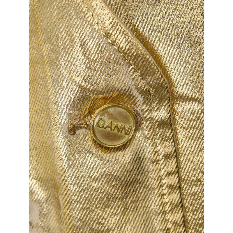 Gold Cotton Sleveless Jacket Ganni
