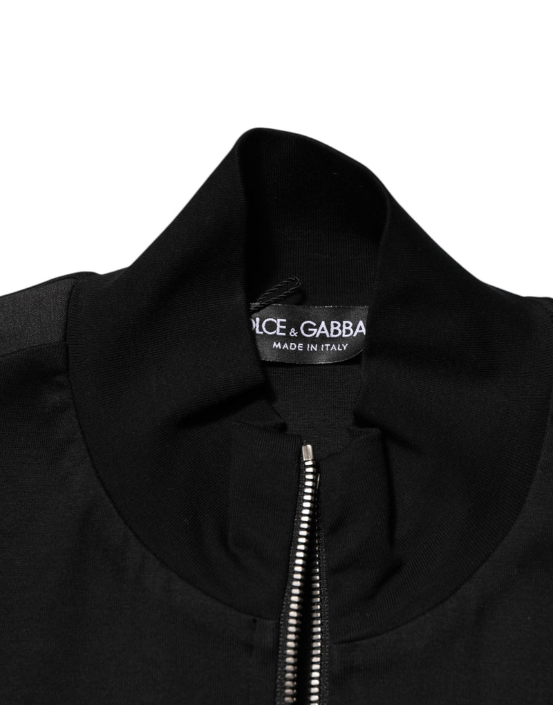 Black Cotton Logo Full Zip Men Bomber Jacket Dolce & Gabbana