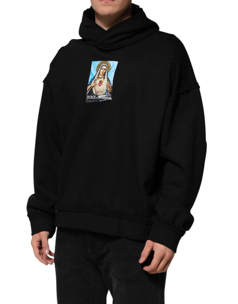 Black Printed Hoodie Crystal Embellished Jacket Dolce & Gabbana