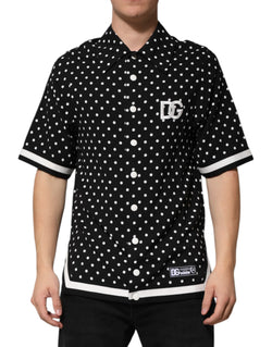 Black Polka Dot Short Sleeves Collared Polo T-shirt Dolce & Gabbana