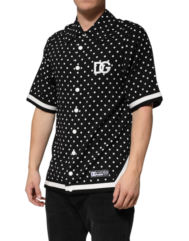 Black Polka Dot Short Sleeves Collared Polo T-shirt Dolce & Gabbana