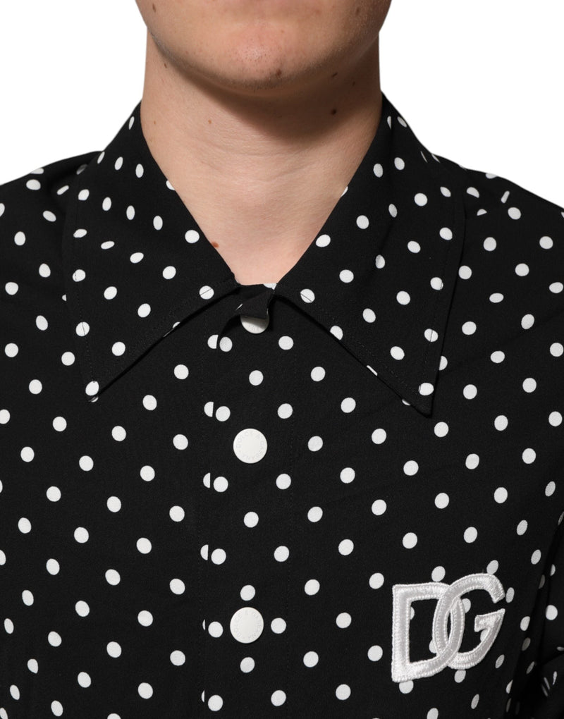 Black Polka Dot Short Sleeves Collared Polo T-shirt Dolce & Gabbana