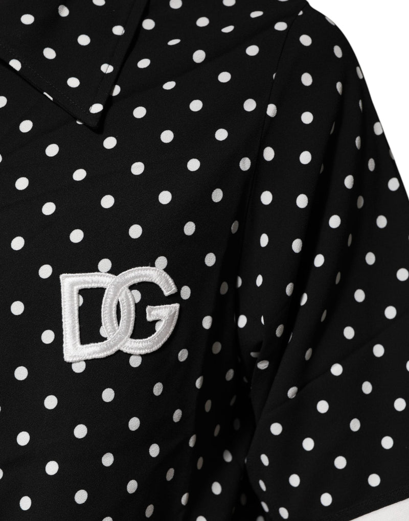 Black Polka Dot Short Sleeves Collared Polo T-shirt Dolce & Gabbana