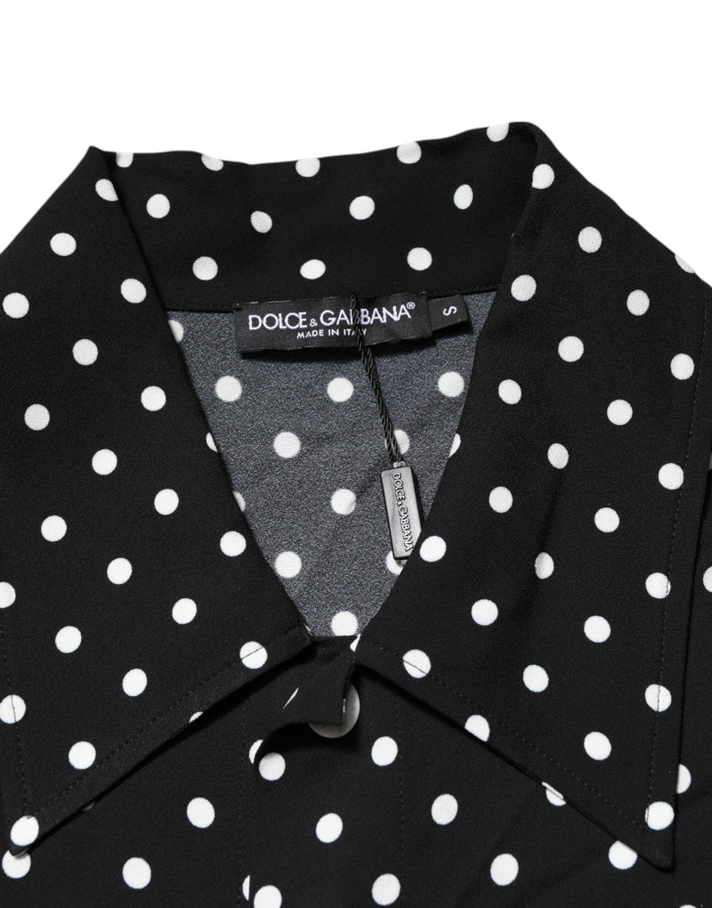 Black Polka Dot Short Sleeves Collared Polo T-shirt Dolce & Gabbana