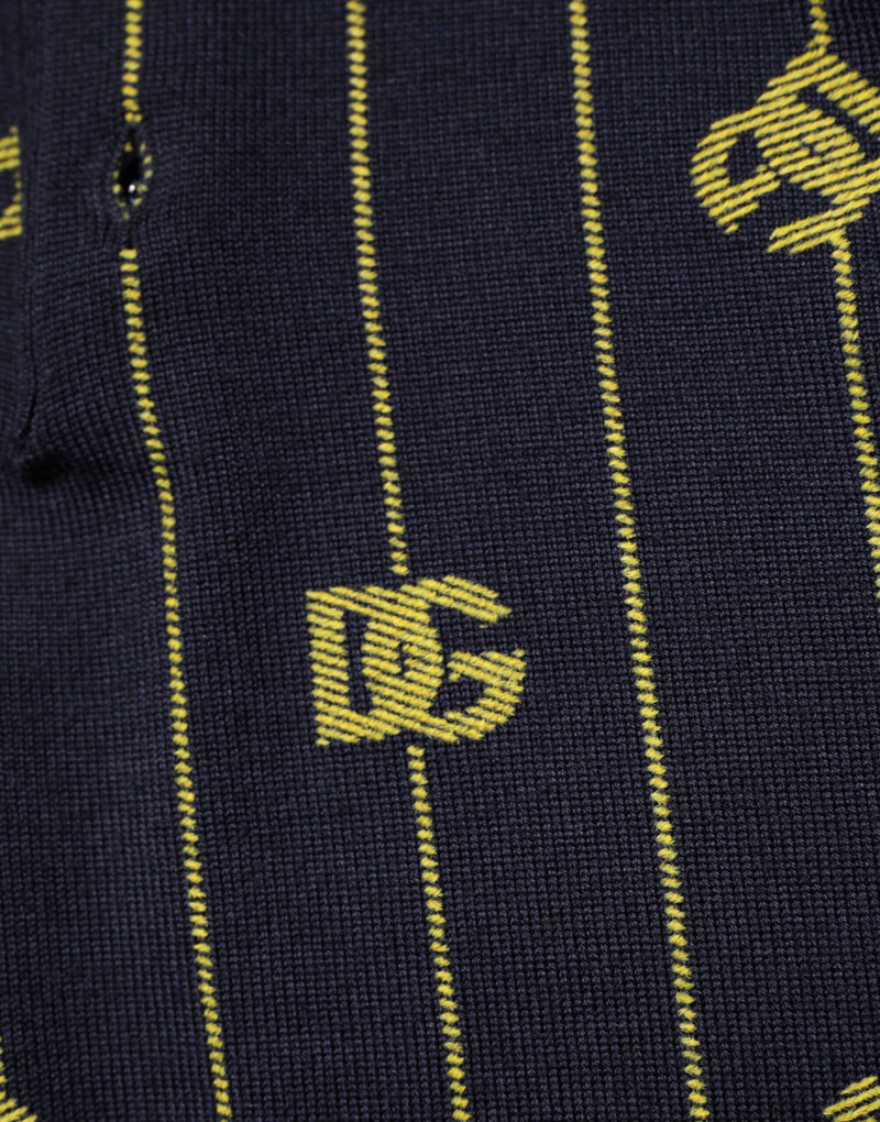 Black Logo Jacquard Knitted Polo Shirt T-shirt Dolce & Gabbana