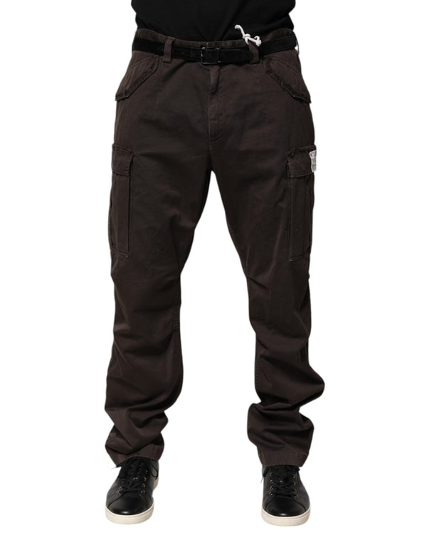 Brown Cotton Stretch Cargo Men Trouser Pants Dolce & Gabbana