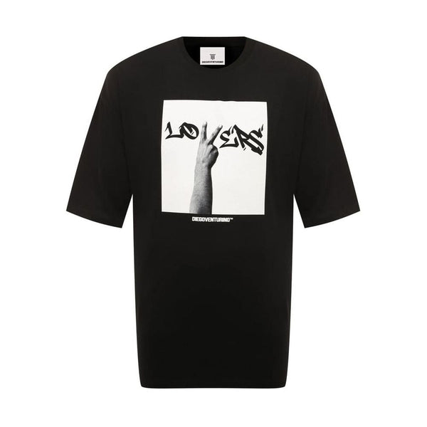 Black Cotton T-Shirt Diego Venturino