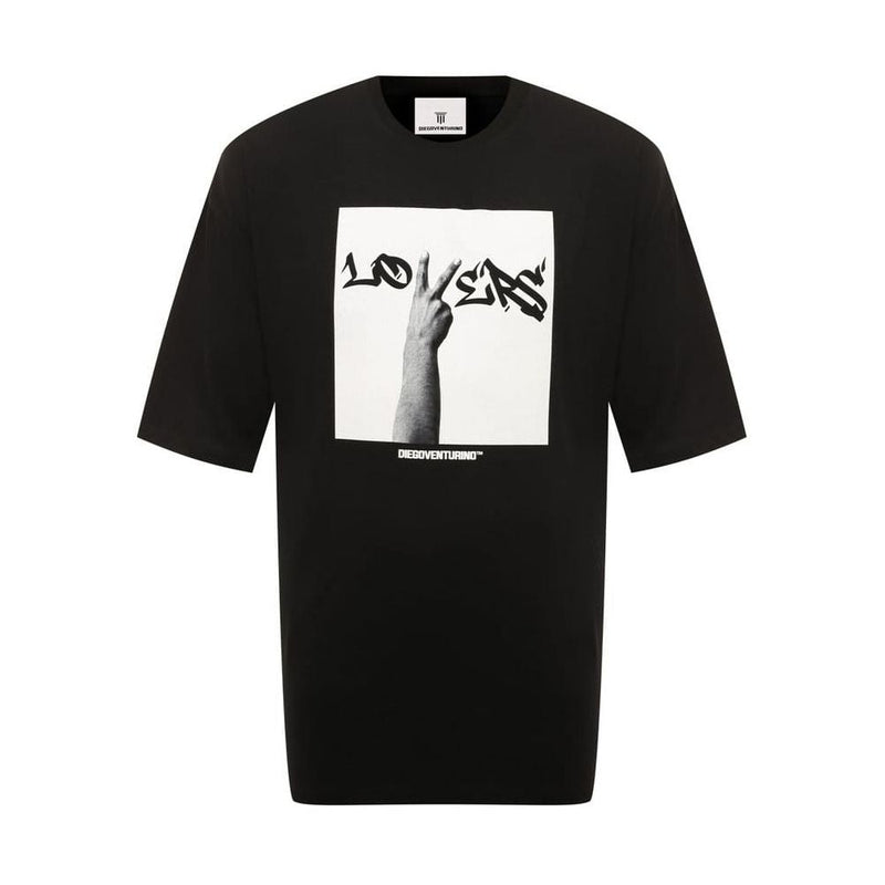 Black Cotton T-Shirt Diego Venturino