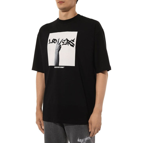 Black Cotton T-Shirt Diego Venturino